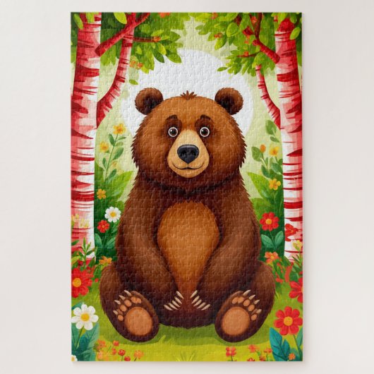Schattige Bruine Beer Cartoon Legpuzzel (Verticaal)