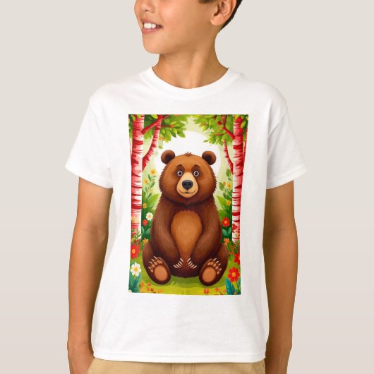 Schattige Bruine Beer Cartoon T-shirt (Voorkant)
