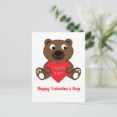 Schattige bruine beer Hart Ik hou van Jou Valentij Briefkaart (Staand voorkant)