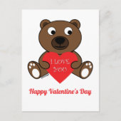 Schattige bruine beer Hart Ik hou van Jou Valentij Briefkaart (Voorkant)