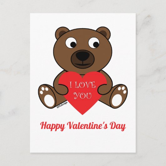 Schattige bruine beer Hart Ik hou van Jou Valentij Briefkaart (Voorkant)