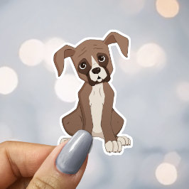 Schattige Bruine Boxer Puppy Hond Liefhebber Sticker