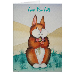 schattige bruine Bunny met kleurrijke bloemen