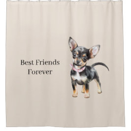 Schattige Bruine Crème Chihuahua Hond Beste Vriend Douchegordijn