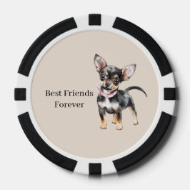 Schattige Bruine Crème Chihuahua Hond Beste Vriend Poker Chips