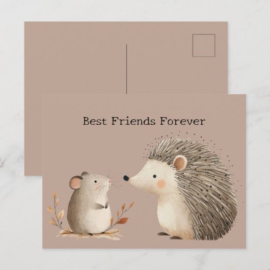 Schattige Bruine Crème Egel Muis Briefkaart (Voorkant / Achterkant)