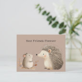 Schattige Bruine Crème Egel Muis Briefkaart (Staand voorkant)