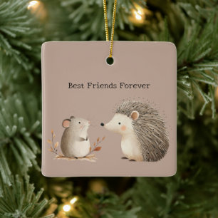 Schattige Bruine Crème Egel Muis Keramisch Ornament