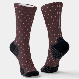 Schattige bruine en roze polkadots boho-stippenpat sokken