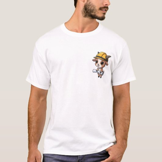 Schattige Bruine Geit Bouwarbeider T-shirt (Voorkant)