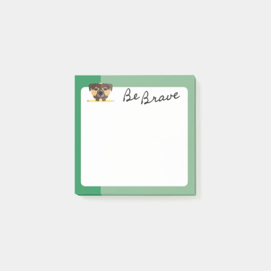 Schattige Bruine Hond Puppy Wees Dapper Met Potloo Post-it® Notes (Voorkant)
