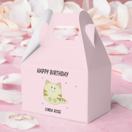 Schattige bruine kat roze patroon gefeliciteerd ve bedankdoosjes