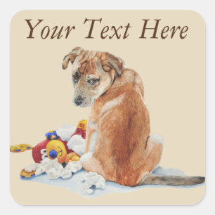 schattige bruine pupil met gedraaide teddydehond vierkante sticker