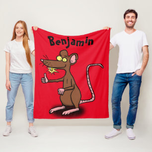 Schattige bruine rat duim omhoog cartoon fleece deken