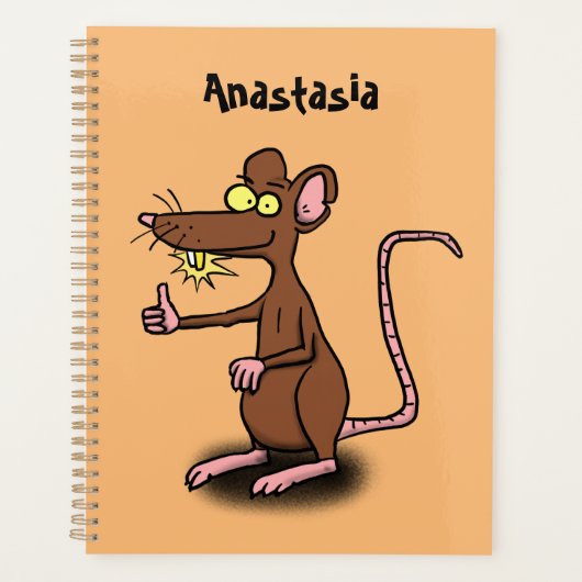 Schattige bruine rat duim omhoog cartoon planner (Voorkant)