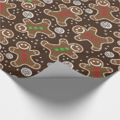 Schattige Bruine Rode Groene Kerst Gingerbreads Cadeaupapier (Hoek)