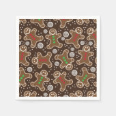 Schattige Bruine Rode Groene Kerst Gingerbreads Servet (Voorkant)