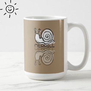 Schattige bruine slak reflectie Doodle Aangepaste Koffiemok