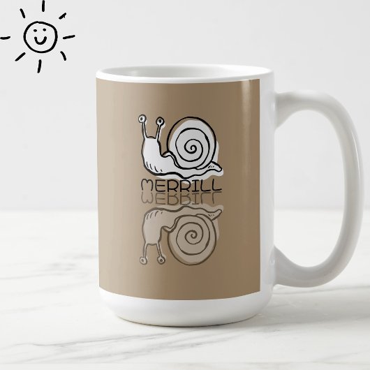Schattige bruine slak reflectie Doodle Aangepaste Koffiemok