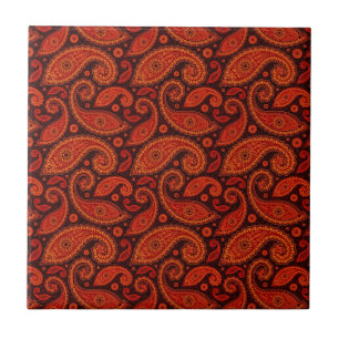 Schattige bruine spiraal paisley patronen tegeltje