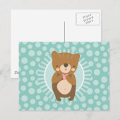 Schattige Bruine Teddibeer Hart Briefkaart (Voorkant / Achterkant)