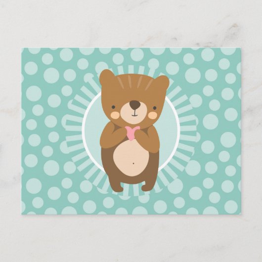 Schattige Bruine Teddibeer Hart Briefkaart (Voorkant)