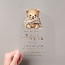Schattige Bruine Teddybeer Baby Shower