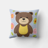 Schattige bruine teddybeer cartoon kussen (Achterkant)