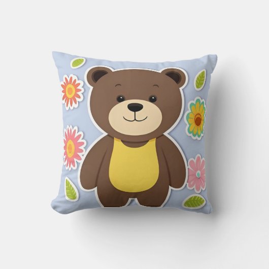 Schattige bruine teddybeer cartoon kussen (Voorkant)