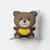 Schattige bruine teddybeer cartoon kussen (Achterkant)