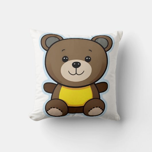 Schattige bruine teddybeer cartoon kussen (Voorkant)