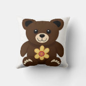 Schattige bruine teddybeer cartoon kussen (Achterkant)