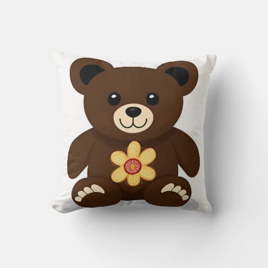 Schattige bruine teddybeer cartoon kussen (Voorkant)