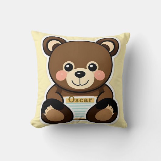 Schattige bruine teddybeer cartoon kussen (Voorkant)