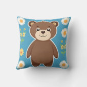 Schattige bruine teddybeer cartoon kussen (Achterkant)
