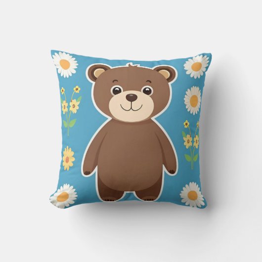 Schattige bruine teddybeer cartoon kussen (Voorkant)