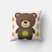 Schattige bruine teddybeer cartoon kussen (Achterkant)