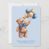 Schattige bruine teddybeer met ballonnen jongens b kaart (Achterkant)