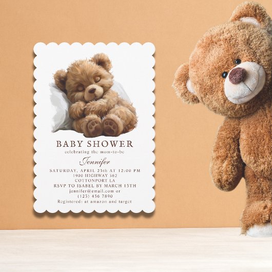 Schattige Bruine Teddybeer Slaapzak Baby shower Kaart
