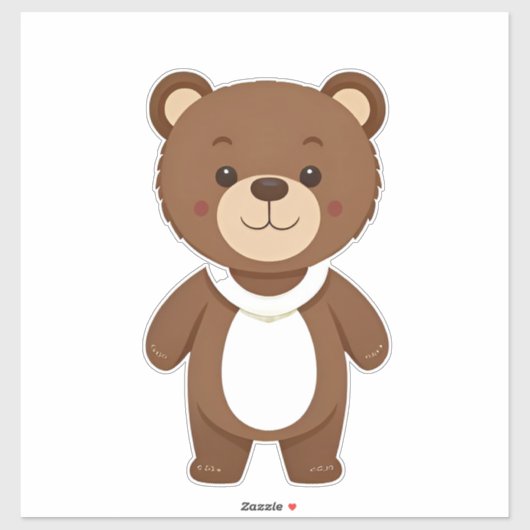 Schattige bruine teddybeer stripfiguur sticker (Vel)