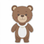 Schattige bruine teddybeer stripfiguur sticker (Voorkant)