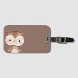 Schattige bruine uil bagagelabel