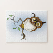 Schattige bruine uil Blauw Wilde Whimsy Legpuzzel (Horizontaal)