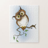Schattige bruine uil Blauw Wilde Whimsy Legpuzzel (Verticaal)