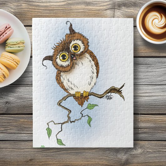 Schattige bruine uil Blauw Wilde Whimsy Legpuzzel