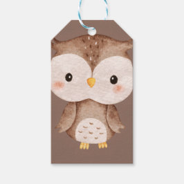 Schattige bruine uil cadeaulabel