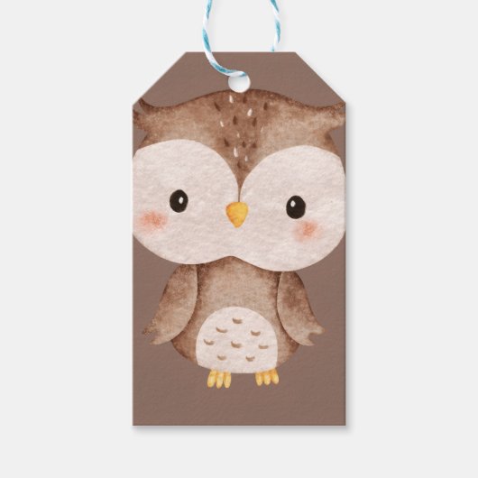 Schattige bruine uil cadeaulabel (Voorkant)