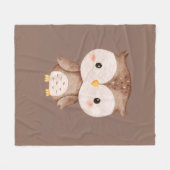 Schattige bruine uil fleece deken (Voorkant (Horizontaal))