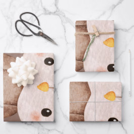 Schattige bruine uil inpakpapier vel