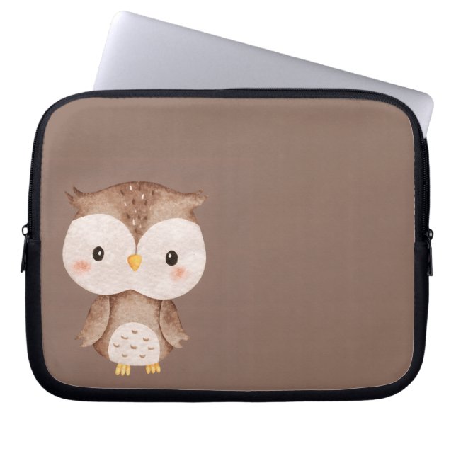 Schattige bruine uil laptop sleeve (Voorkant)